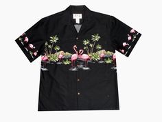 "Item: AL-447 The Aloha Spirit Hawaiian Shirt is gives off an aura of \"Aloha\" brings you back to simpler times, you can maximize your relaxation, no matter where you are 100% Cotton Poplin Relaxed pointed collar Marching left chest pocket Short sleeves Straight hem Coconut buttons Made in Hawaii, USA * Wholesale & Bulk orders are available for any design of Men's, Women's and Children's Collections. ** Here at KY'S Aloha Shirts we strive to create the best customer experience with the sele Flamingo Print, Paradise Island, Aloha Shirt, Mens Hawaiian Shirts, Hawaii Shirt, Pink Flamingos, Popular Style, Summer Sale, Sports Shirts