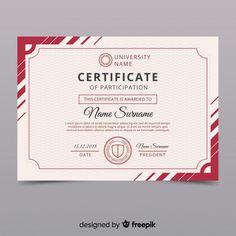 a certificate with red and white stripes