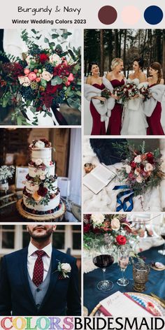 a collage of photos with different wedding colors