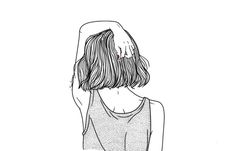 a drawing of a woman's back with her hand on her shoulder and the other arm behind her head