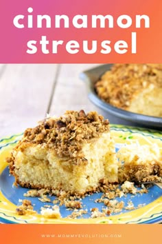 a slice of cinnamon streusel on a plate