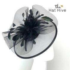 “THE CELESTE” Fascinator with feathers Crinoline fabric. This piece is one size fits all & made to wear on the right side of your head. It’s ultra light & attaches with a standard headband for light, ease and comfortable wear. Fascinator includes a hat care card with instructions on how to care for & keep your piece beautiful over time. Looking for a customized piece? Please send me a message and let's create something unique just for you!Due to the nature of my items, I do not accept returns, b Crinoline Fabric, High Tea Party, Black Fascinator, Church Hat, Satin Headband, Tea Party Hats, Wedding Hat, Derby Hat, Fancy Hats