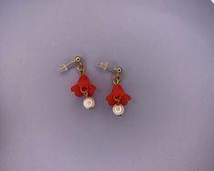 Red flower earrings to pair with your outfit on sunny or rainy days ❤️ Red Flower Shaped Earrings For Spring, Red Flower-shaped Jewelry For Spring, Red Flower Jewelry For Spring, Red Flower-shaped Spring Jewelry, Elegant Red Flower Earrings, Red Flower-shaped Earrings For Spring, Red Drop Earrings For Spring, Red Jewelry Spring Gift, Red Jewelry For Spring Gift