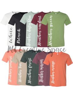 Tshirt Colors Palette, White Heat, Heather White, Color Charts, Color Chart, Dusty Blue, Unisex Shirt, Tshirt Colors, Shirt Color