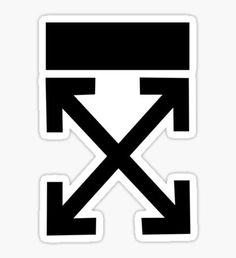 a black and white sticker with arrows pointing in different directions on the back side