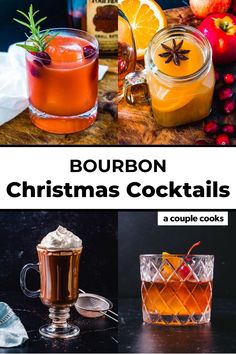 bourbon christmas cocktails with orange and cinnamon