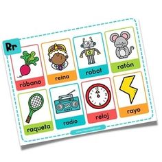 an image of spanish flash cards with pictures