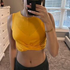 Nwot Shein Crop Top Orange/Yellow Color Size M Can Fit A Small No Flaws Yellow Fitted Casual Tank Top, Casual Fitted Yellow Tank Top, Yellow Stretch Crop Top For Summer, Yellow Sleeveless Casual Crop Top, Casual Yellow Sleeveless Crop Top, Yellow Stretch Crop Top, Orange Yellow Color, Shein Tops, Yellow Orange