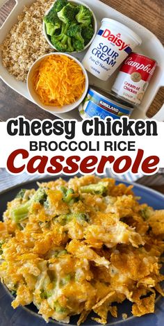 the broccoli rice casserole has been made with cheese and is ready to be eaten