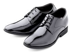 For a true fit and a bit of extra height, you need the Calden K911929 3 inches taller (black patent leather) dress shoe. These Elevator Shoes immediately make a difference in how tall you stand. You will not only see it but feel it thanks to the comfort sole. The classic style of these height increase shoes is highlighted by the semi-patent shiny leather and plain toe. When it comes to man high heels, these do the job with a one-inch heel and 4 3/4 shaft. This shoe runs true to size. Notice the Black Dress Shoes With Glossy Finish And Round Toe, Black Glossy Finish Dress Shoes With Round Toe, Black Glossy Finish Dress Shoes With Plain Toe, Black Glossy Finish Plain Toe Dress Shoes, Sleek Patent Leather Dress Shoes, Sleek Fitted Patent Leather Dress Shoes, Fitted Patent Leather Dress Shoes For Office, Shiny Black Shoes, Black Wedding Shoes