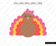 a turkey with a bow on it's head and the words svg epsp p