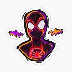 a spider - man sticker with an electric discharge in the center and lightning around it