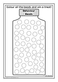 a coloring page with the words'color all the beads and win a treat '