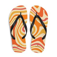 Prepare for an adventurous and carefree summer with a pair of colorful slippers that are created just for you! The rubber sole is lined with a soft fabric to make sure you feel comfortable wherever your day takes you. * Rubber sole * Customizable 100% polyester fabric lining * Black Y-shaped rubber straps * Toe post style Non-slip Flip Flops For Surfing And Beach Season, Non-slip Flip Flops For Surfing During Beach Season, Yellow Beach Slides With Rubber Sole, Multicolor Rubber Sole Sandals For Summer, Non-slip Orange Sandals For Summer, Summer Non-slip Orange Sandals, Comfortable Multicolor Sandals With Rubber Sole, Comfortable Multicolor Non-slip Sandals, Comfortable Non-slip Multicolor Sandals