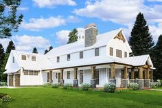 this is an artist's rendering of the farmhouse style house plans that are available for purchase