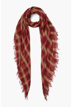 Savvy Red Sapphire Plaid Cashmere and Silk Scarf Red Sapphire, Inner Mongolia, Scarf Sale, Knitwear Dress, Making Things, Chan Luu, Cashmere Scarf, Plaid Print, Toe Rings