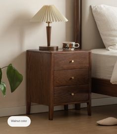 a bedroom scene with focus on the nightstand