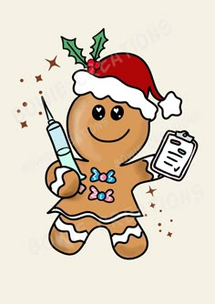 a christmas ginger holding a clipboard and pen