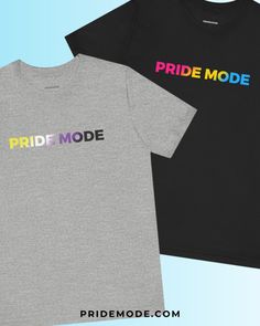 Activating PRIDE MODE... 🏳️‍🌈🏳️‍⚧️  ✨ Our new Ombre Logo Tees make a great match for any of our shorts, leggings, & hoodies in our Ombre Collection!  🌈 Our iconic name, PRIDE MODE®, is now available in several pride flag colors with many more to come! Grab your new favorite super-soft jersey cotton t-shirt now in time for your next pride event to get into full PRIDE MODE! [Featured in photo: Non-binary Pride Mode Ombre Logo Tee, in Light Gray Heather; & Pansexual Pride Mode Ombre Logo Tee, in Black] 💗 Sizes XS-5XL 🌎 Free & Discreet Worldwide Shipping 🌏⁠ 👉 Only at PrideMode.com (Tap to shop) Many More To Come, Equality Shirt