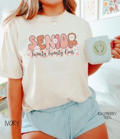 Senior Year T Shirt Ideas, Senior Shirt Ideas 2023 Trendy, Cute School Shirt Designs, Senior T Shirt Designs, Cute School Shirts, 2024 Senior Ideas, Senior Year 2024, Senior Shirt Ideas 2024