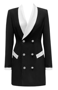 Blazer Dress Black White DESIGN: Color: Black, white V-neck Long sleeves Pocket detail Button detail Colorblock design Gentle Dry Clean Only Length: Mini. Above knee MATERIAL: Polyester + Cotton Delicate sewing and hemming by durable needle lockstitch machine. YKK zipper (known as the most durable and reliable zippers manufactured today). To maintain the beauty of your garment, please follow the care instructions on the attached label. Colour may vary due to lighting on images. The product images (without model) are closest to the true color of the item.     * Order one size up for a relaxed fit. * Pay special attention on measurements to ensure proper fit. * If you are between two sizes the larger one is recommended.                &n Fall Going Out Outfits, Blazer Dress Black, Summer Chic Outfit, Blazer Dresses, September Outfits, Summer Business Casual Outfits, Jacket Dresses, Summer Night Outfit, Long Sleeve Bandage Dress