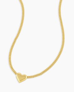 Create a romantic look with this heart necklace. This gorgeous gold-plated necklace features a classic chain design that is perfect for any occasion. To wear, simply drape the chain around the neck, adjust, and secure the clasp. Wear it solo as a statement piece, or layer it with other necklaces for a layered look. Lou Heart Charm Necklace in 18k Gold, Women's by gorjana Yellow Gold Chain Necklace For Valentine's Day, Valentine's Day Yellow Gold Chain Necklace, Classic Heart Necklace With Adjustable Chain, Classic Heart Pendant Necklace With Adjustable Chain, Yellow Gold Heart Chain Necklace With Delicate Chain, Yellow Gold Heart Necklace With Gold Chain, Yellow Gold Heart Necklaces With Gold Chain, Yellow Gold Heart Necklace With Adjustable Chain, Everyday Yellow Gold Heart Chain Necklace