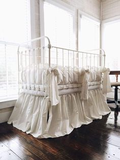 Porcelain | Farmhouse Crib Bedding Set Pink Nursery Bedding, Linen Crib Bedding, White Crib Bedding, White Nursery Decor, Bedding White, Boys Crib Bedding Sets, Crib Liners, Crib Bedding Boy