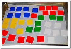 a tray filled with lots of different colored squares