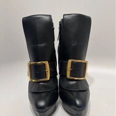 Never Worn Alexander Mcqueen Size 10, Leather Large Gold Buckle Party Platform Ankle Boots With Buckle Closure, Party Ankle Platform Boots With Buckle Closure, Ankle Platform Boots With Buckle Closure For Party, Black Formal Platform Boots With Buckle Closure, Formal Black Platform Boots With Buckle Closure, Edgy Formal Closed Toe Platform Boots, Formal Platform Boots With Buckle Closure And Round Toe, Formal Moto Boots With Buckle Closure And Pointed Toe, Edgy Ankle Strap Boots For Formal Occasions