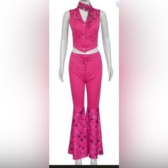 Condition: Nwot In Packaging. Description Pink Cowgirl Costume Design: This Cowgirl Outfits For Women Is Featured With Pink Elements,Gorgeous And Eye Catching.This 70s 80s Hippie Disco Outfit Is Comes With Hot Pink V-Neck Vest, Pink Flare Pants With Stars Patterns, Matching With A Pink Star Scarf And Shiny Star-Shaped Tassel Earrings To Complete This Stunning And Classic Cowgirls Look. Package Included: This Pink Cowgirl Costume Set Includes 1 Pc Pink Vest Top, 1pc Pink Flared Pants, 1pc Pink Co Pink Flared Pants, Pink Cowgirl Costume, Pink Flare Pants, Pink Elements, 80s Hippie, Cowgirl Outfits For Women, Star Scarf, Movie Cosplay, Cowgirl Look