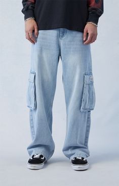 Dive into laid-back style with PacSun's Light Indigo Baggy Cargo Jeans. Crafted from light indigo denim, these jeans feature a zipfly closure, side and back pockets, and large cargo pockets with button closures and a woven PacSun tag for added flair. With a classic relaxed fit that's comfortably baggy, these jeans embody casual cool with a timeless appeal.