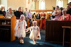 Church Wedding in the United Kingdom with DIY Details - Autumn Weddings - Elopements - flower girls walking down the aisle Walking Down The Aisle, Flower Girls, Fall Wedding, Real Weddings