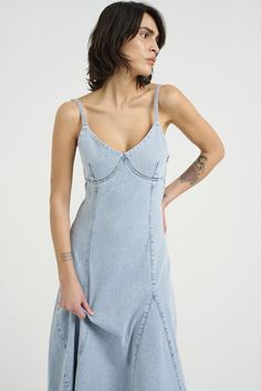 Stay chic with this Gestuz Kaila Denim Dress. Absolutely, obsessed with this aline bottom. This dress will keep you cool and looking the coolest at all your outdoor events this summer. Chic Summer Denim Mini Dress, Chic Denim Mini Dress For Summer, Fitted Denim Dress For Summer, Light Wash Denim Summer Dress, Light Wash Summer Denim Dress, Summer Light Wash Denim Dress, Denim Sundress Mini Dress For Summer, Denim Sundress For Summer, Light Wash Mini Dress For Summer