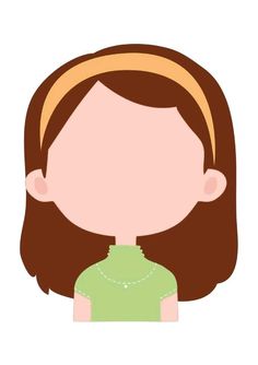 a woman's face with brown hair and green shirt, on a white background