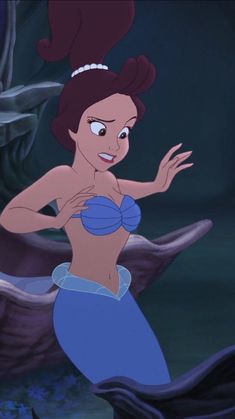 the little mermaid from disney's animated movie is smiling and waving her hand out