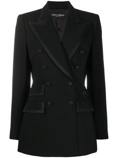 Dolce & Gabbana are reaching peak performance with this peaked lapel double breasted blazer, fitted and ready to go! It features peaked lapels, long sleeves, front flap pockets, a double breasted front fastening, a chest pocket, darts to the chest, a fitted waist, button tab sleeves and a back slit at hem. Black Wardrobe, Preformance Outfits, Corporate Outfits, Dolce E Gabbana, Blazer Black, Breasted Blazer, Double Breasted Blazer, Blazer Fashion, Peak Performance