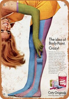 an advertisement for bodypaint featuring a woman with her legs painted like a frog