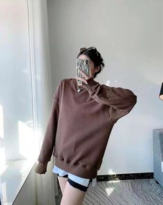 Dark Brown Oversized Sweatshirt | Kook Yeon Su - Our Beloved Summer L Relaxed Sweatshirt For Fall Leisure, Brown Casual Sweatshirt With Relaxed Fit, Baggy Sweatshirt For Fall, Brown Relaxed Fit Sweater For Loungewear, Oversized Relaxed Sweater For Winter, Cozy Oversized Sweater For Leisure, Oversized Winter Leisure Sweatshirt, Comfortable Brown Sweatshirt For Loungewear, Cozy Oversized Leisure Sweater