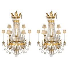 a pair of chandeliers in the style of louis ii