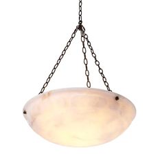 a light fixture hanging from a chain