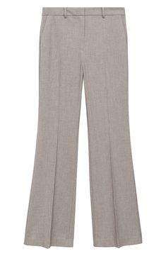 Put a polished spin on any ensemble with these suiting pants cut in a flared silhouette and finished with crisp creases. Zip fly with hook-and-bar closure Front slant pockets; back welt pockets Unlined 66% polyester, 30% viscose, 4% elastane Machine wash, line dry Imported Tailored Structured Office Pants, Fitted Structured Pants For Workwear, Elegant Structured Pants For Workwear, Structured Fitted Business Pants, Elegant Structured Workwear Pants, Classic Wide Leg Pants For Work, Structured Fitted Pants For Business Casual, Sleek Structured Pants For Workwear, Fitted Structured Pants For Business Casual