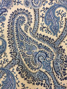 a blue and white paisley print fabric