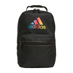 Pack your favorite food and drinks, and this Adidas lunch bag will help keep them fresh and cool. After a class or after the gym, nourishing refreshment is just a zip away. A front pocket offers easy access to snacks, and a clip on the top lets you attach it to your pack. Included: 1 Lunch Bag(s)Features: InsulatedClosure Type: ZipperMeasurements: 11 Height/Inches, 6 Width/Inches, 6 Depth/InchesBase Material: 100% PolyesterCare: Wipe CleanCountry of Origin: Imported Functional Adidas Gym Bag For Sports, Adidas Nylon Sports Bag, Functional Black Adidas Gym Bag, Functional Black Lunch Bag For Outdoor Activities, Functional Adidas Bags, Casual Lunch Bag With Zipper For Back To School, Functional Backpack Lunch Bag For Back To School, Functional Multicolor Lunch Bag For Back To School, Functional Backpack-style Lunch Bag For Back To School