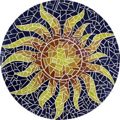 Sol - Sun Petal Mosaic Stone Art | Celestial | Mozaico Mosaic Medallion, Mosaic Stepping Stones, Mosaic Tile Art, Mosaic Art Projects, Coupon Card, Handmade Mosaic, Coupon Binder, Tile Murals, Sun Art