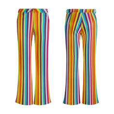 • Step back in time with our 70s Style Wide Leg Pants, reminiscent of the disco era's iconic flare pants.• Groove into the modern age with our Neon Floral Pants, boasting a vibrant multicolor stripe pattern print.• Crafted from 100% polyester with a subtle sheen, these Women's Wide Leg Pants offer comfort and style.• Ideal for hippie vibes or disco nights, our Hippie Pants are perfect for those who love the 70s era with a contemporary twist.Designed in California by Trendy Hip Buys. Handmade to order from overseas.***Note: Material has a sheen to it.Features:* Casual mid waist flare pants with soft and comfortable fabric. Polyester & Spandex material* 2 Front pockets Casual Flare legs* Tummy control, butt lifting.* Wash by hand or machine washable for cold water, do not bleach, tumble dry Retro Wide Leg Pants For Spring, Retro Multicolor Wide Leg Bottoms, Retro Multicolor Wide Leg Pants, Retro Multicolor Wide-leg Bottoms, Retro High-waisted Multicolor Pants, Retro Multicolor High-waisted Pants, Retro Multicolor Pants, Retro Multicolor Full-length Pants, Retro Multicolor Full Length Pants