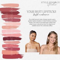 Soft Autumn Color Season, Soft Autumn Lipstick, Autumn Color Season, Autumn Lipstick, Seasonal Analysis, Autumn Color Palette Fashion, Autumn Story, Muted Autumn