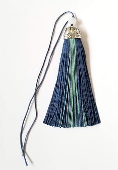 Blue Tassel, Long Tassel, Blue and Turquoise Tassel, Tassel with Cap, 4 inches, DIY Tassels, LRT8, 1 piece, Zardenia Diy Tassels, Tassels Decor, Diy Tassel, Silver Caps, Blue Tassel, Tassel Jewelry, Denver Co, Jewelry Store, Jewelry Supplies