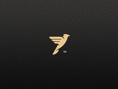 a black and gold wallpaper with a bird logo on the left side, in front of it is a zigzag pattern