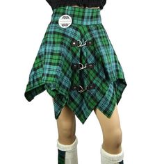 Mini Tartan Pixie Skirt Winter Green Cotton Skirt, Winter Bohemian Skirt, Fitted Green Shorts For Fall, Fitted Asymmetrical Green Skort, Fitted Green Asymmetrical Skort, Asymmetrical Green Skirt For Fall, Asymmetrical Green Skirt For Festival, Green Asymmetrical Skirt For Fall, Green Asymmetrical Skirt For Festival