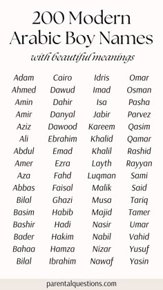 an arabic alphabet with the names and numbers in different languages, including one for each letter